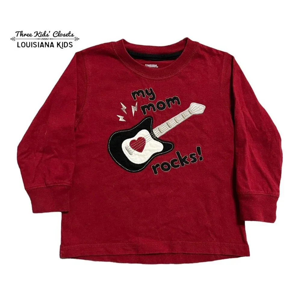 Gymboree 18-24m Valentine Guitar Appliqué Shirt “My Mom Rocks”